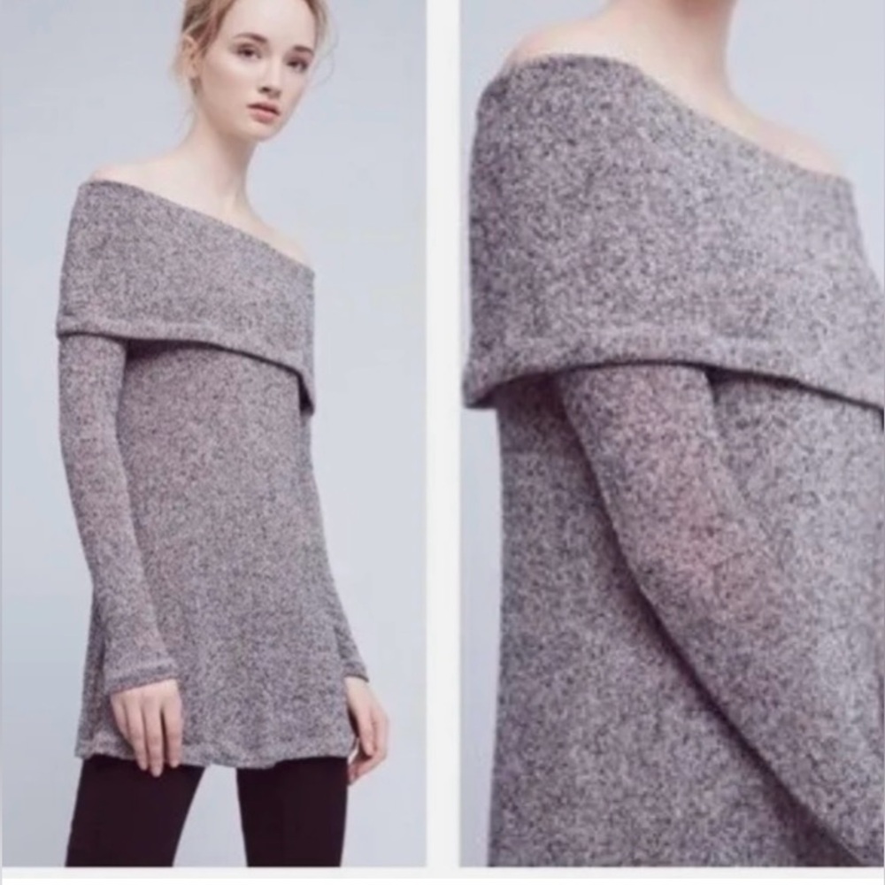 Anthropologie Eri and Ali Off the Shoulder Sweater in Heather Gray